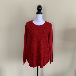New 1X Basic Editions Red Sparkling Sweater